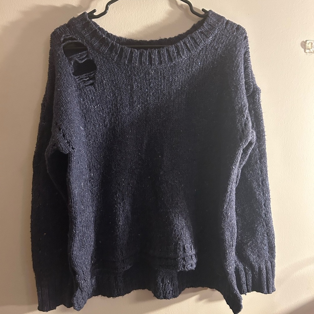 WildFox Navy Distressed Women's Sweater